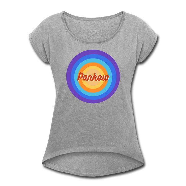 Pankow Retro - Frauen T-Shirt mit gerollten Ärmeln - heather grey