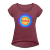 Pankow Retro - Frauen T-Shirt mit gerollten Ärmeln - heather burgundy