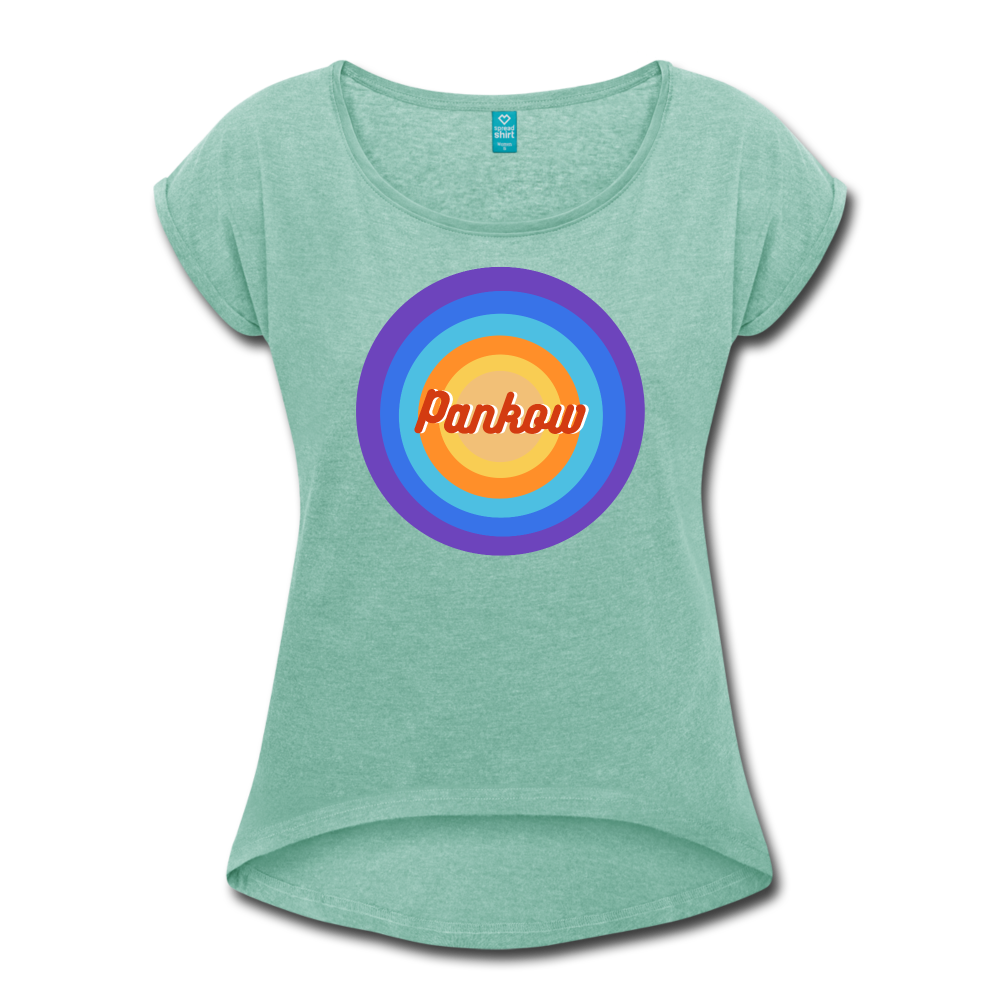 Pankow Retro - Frauen T-Shirt mit gerollten Ärmeln - heather mint