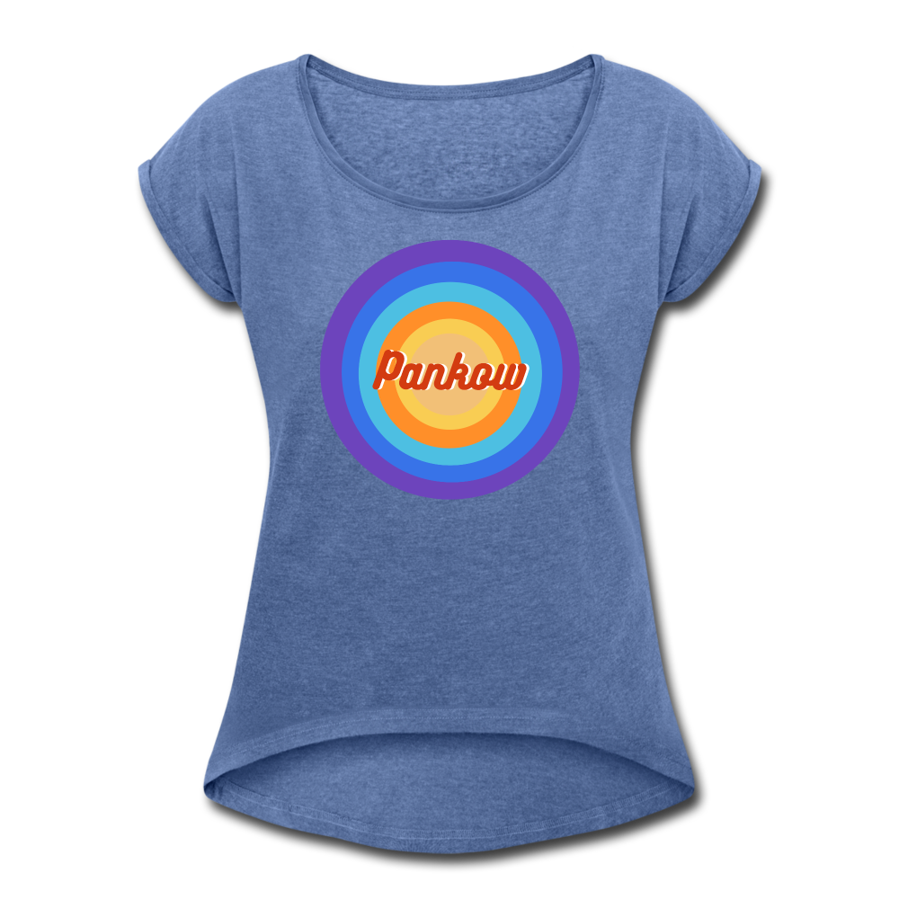 Pankow Retro - Frauen T-Shirt mit gerollten Ärmeln - heather denim