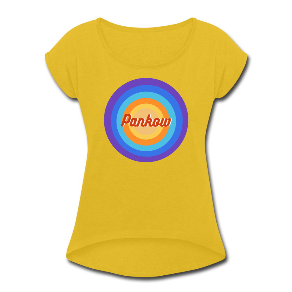 Pankow Retro - Frauen T-Shirt mit gerollten Ärmeln - mustard yellow