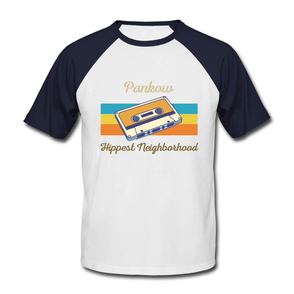 Pankow Hippest Neighborhood - Männer Baseball T-Shirt - white/navy