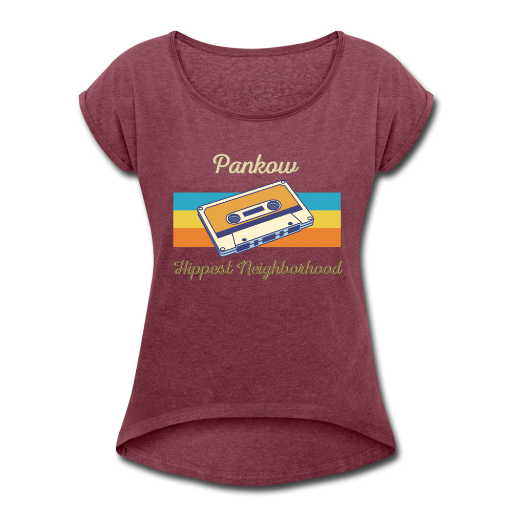 Pankow Hippest Neighborhood - Frauen T-Shirt mit gerollten Ärmeln - heather burgundy
