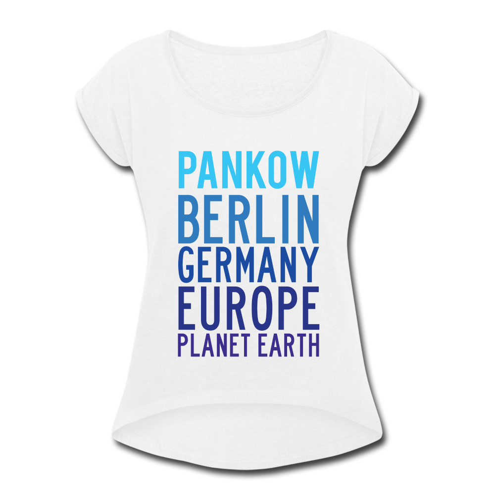 Pankow Planet Earth - Frauen T-Shirt mit gerollten Ärmeln - white