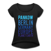 Pankow Planet Earth - Frauen T-Shirt mit gerollten Ärmeln - black