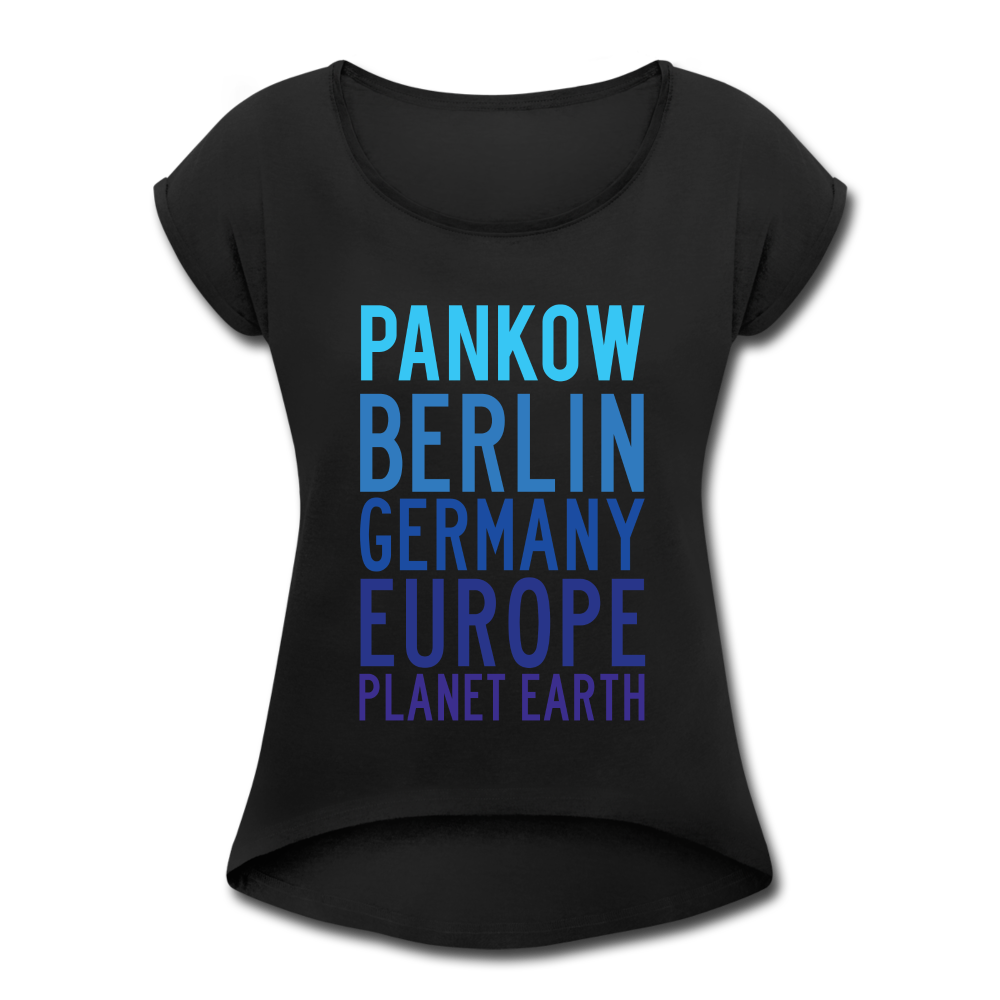 Pankow Planet Earth - Frauen T-Shirt mit gerollten Ärmeln - black