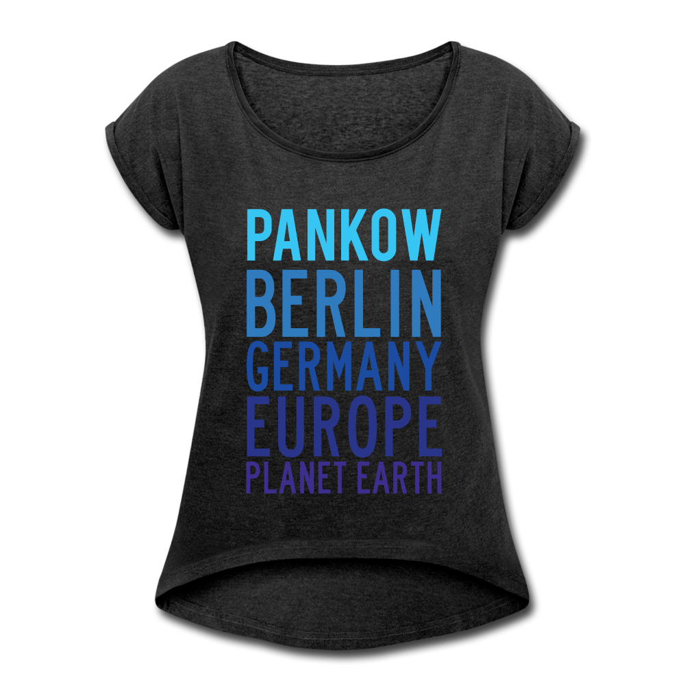 Pankow Planet Earth - Frauen T-Shirt mit gerollten Ärmeln - heather black