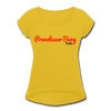 Prenzlauer Berg Berlin - Frauen T-Shirt mit gerollten Ärmeln - mustard yellow
