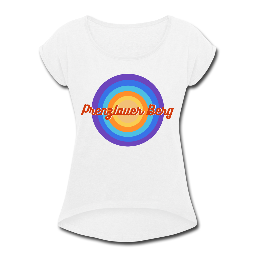 Prenzlauer Berg Retro - Frauen T-Shirt mit gerollten Ärmeln - white