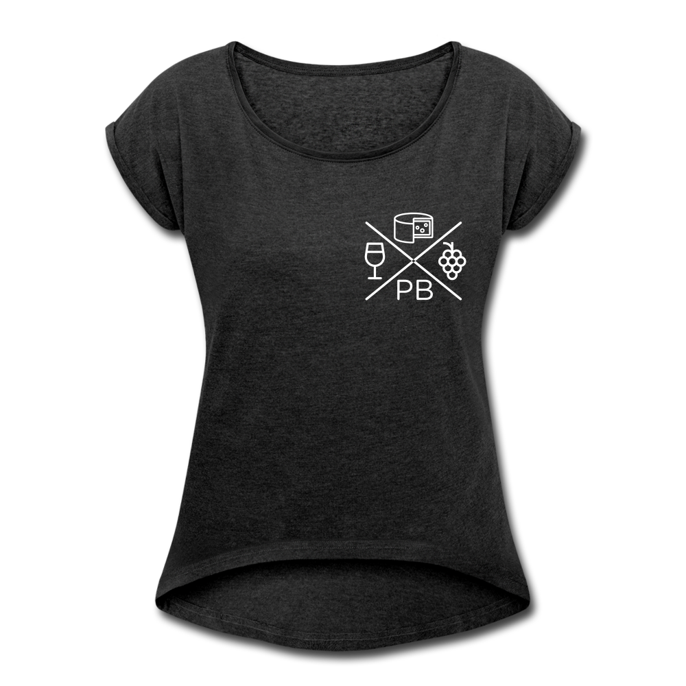 Prenzlauer Berg Kiez  - Frauen T-Shirt mit gerollten Ärmeln - heather black