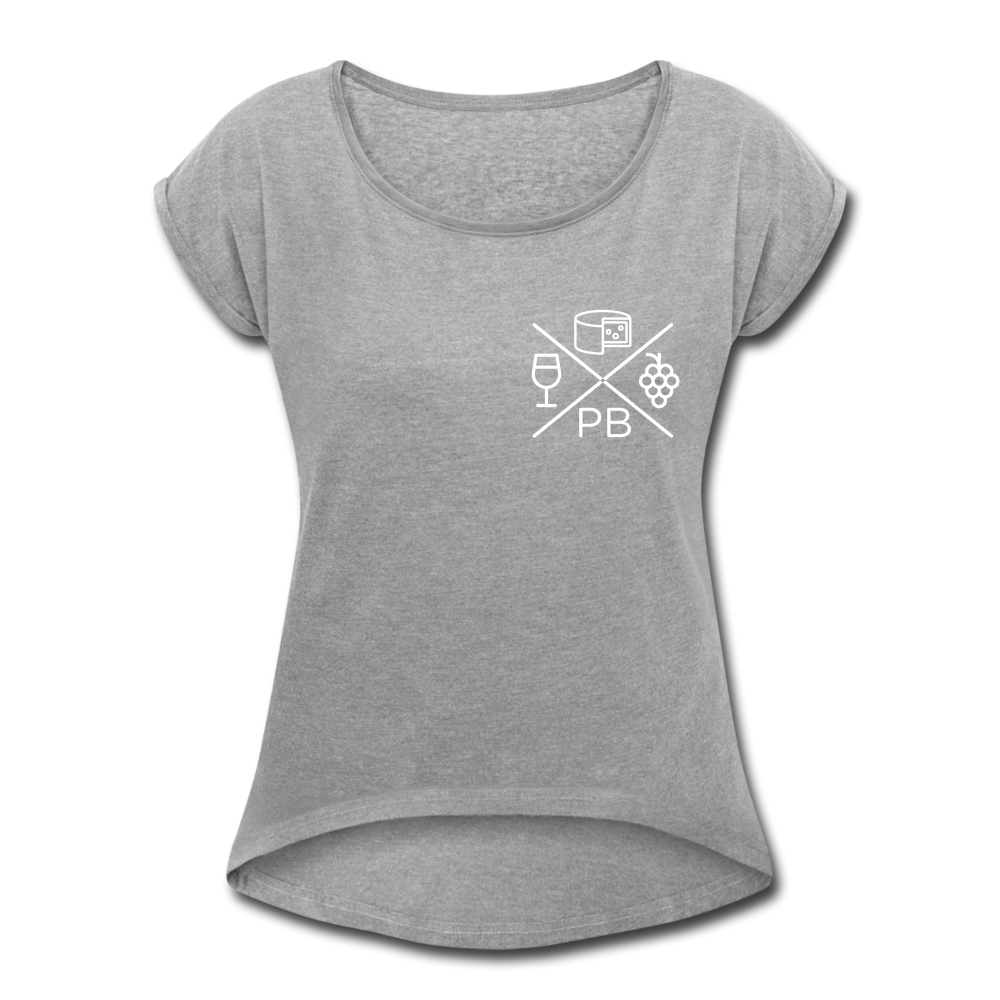 Prenzlauer Berg Kiez  - Frauen T-Shirt mit gerollten Ärmeln - heather grey