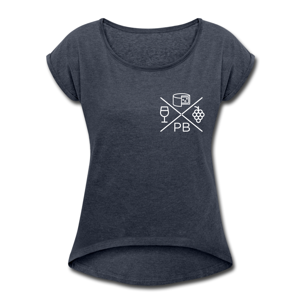 Prenzlauer Berg Kiez  - Frauen T-Shirt mit gerollten Ärmeln - heather navy