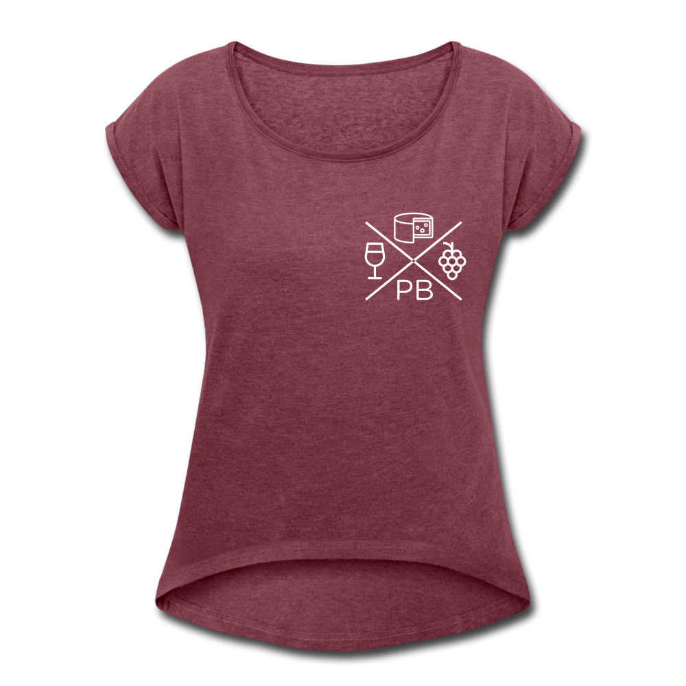 Prenzlauer Berg Kiez  - Frauen T-Shirt mit gerollten Ärmeln - heather burgundy