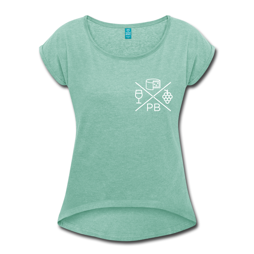 Prenzlauer Berg Kiez  - Frauen T-Shirt mit gerollten Ärmeln - heather mint