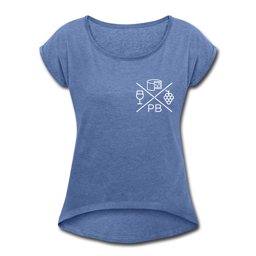 Prenzlauer Berg Kiez  - Frauen T-Shirt mit gerollten Ärmeln - heather denim