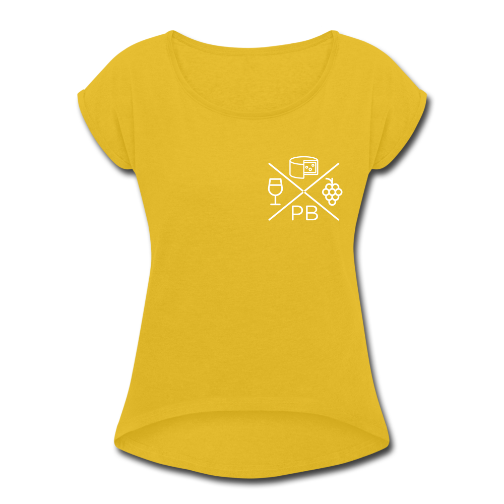 Prenzlauer Berg Kiez  - Frauen T-Shirt mit gerollten Ärmeln - mustard yellow