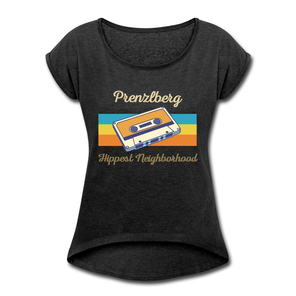 PrenzlBerg  Hippest Neighborhood - Frauen T-Shirt mit gerollten Ärmeln - heather black
