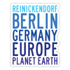 Reinickendorf Planet Earth - Aufkleber - white matte