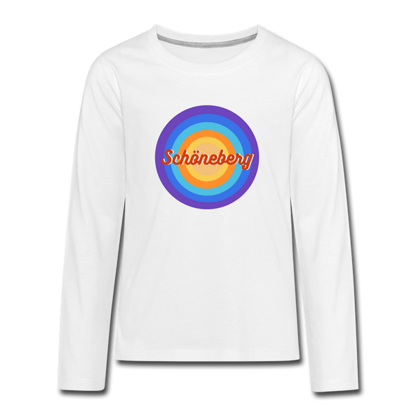 Das Langarmshirt zeigt ein Schöneberg Retro Motiv.
