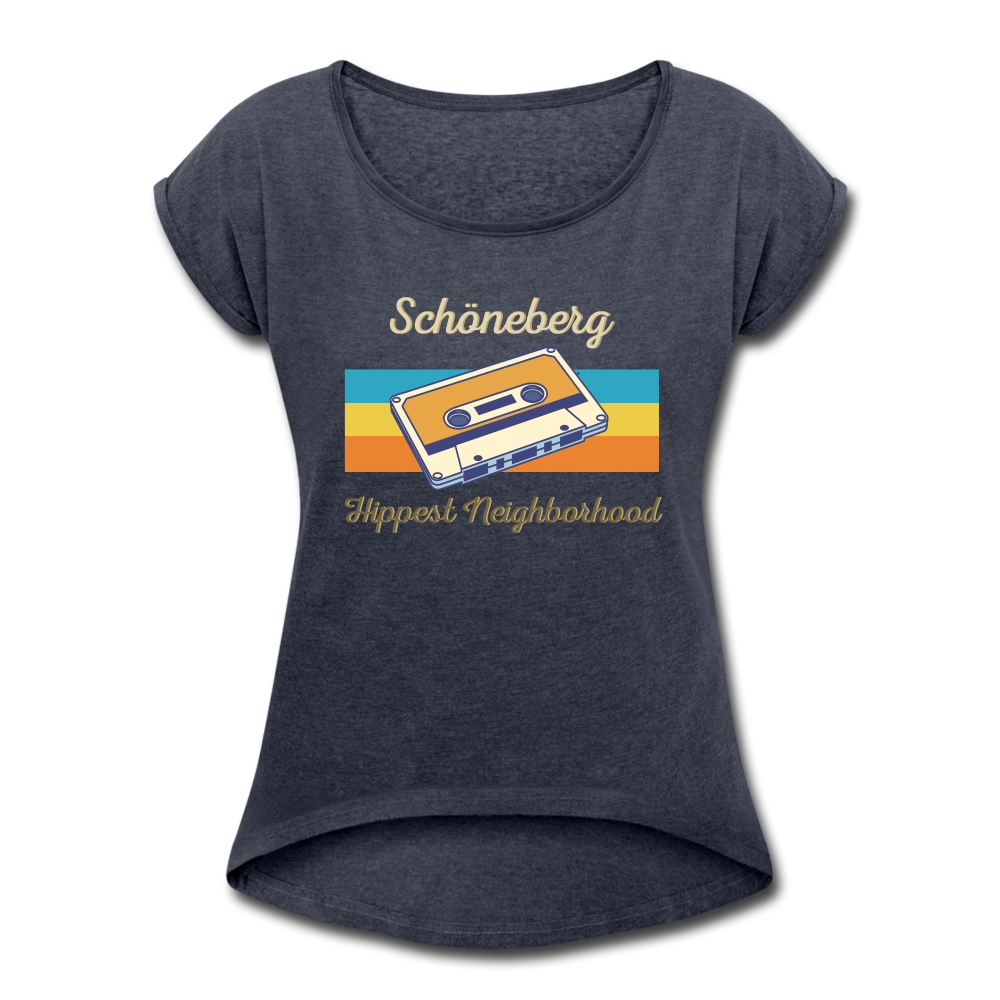 Schöneberg Hippest Neighborhood - Frauen T-Shirt mit gerollten Ärmeln - heather navy