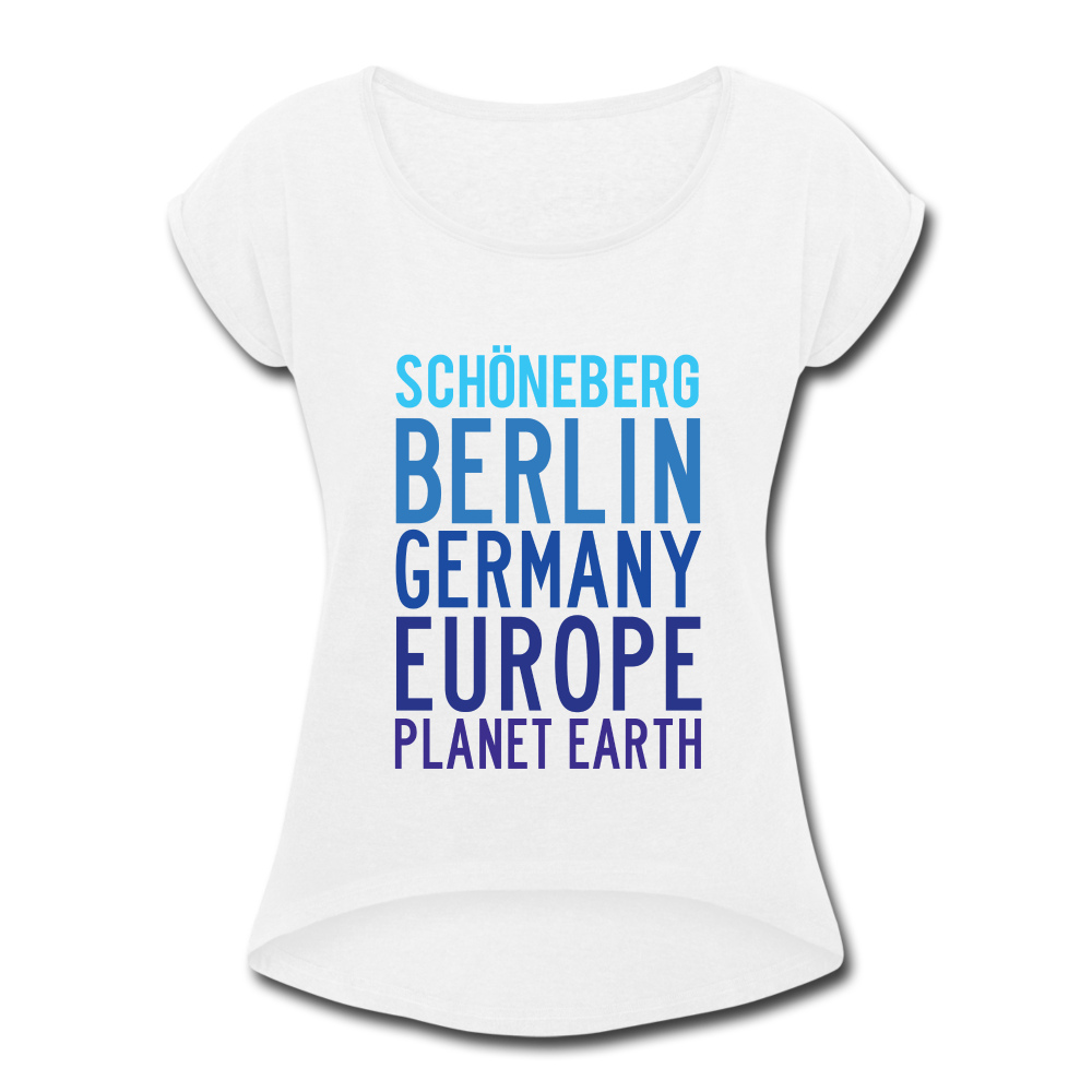 Schöneberg Planet Earth - Frauen T-Shirt mit gerollten Ärmeln - white