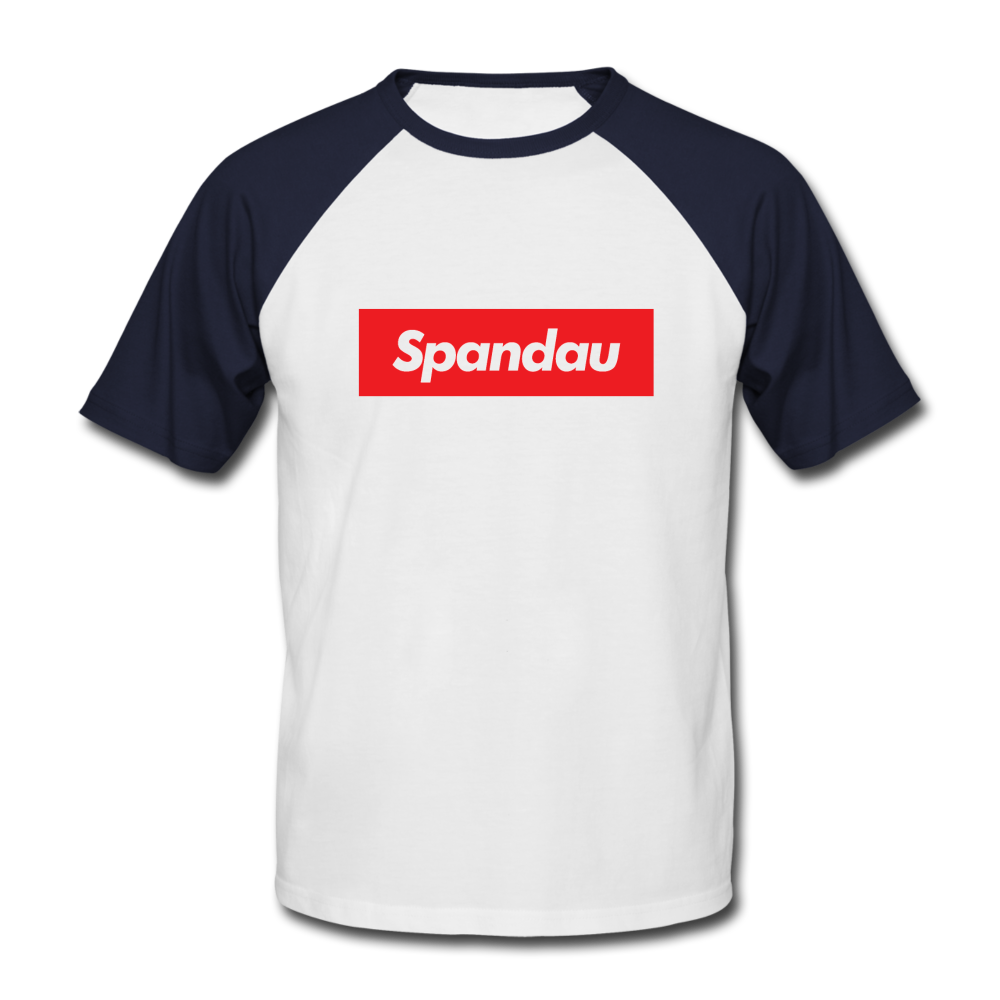 Spandau rot - Männer Baseball T-Shirt - white/navy