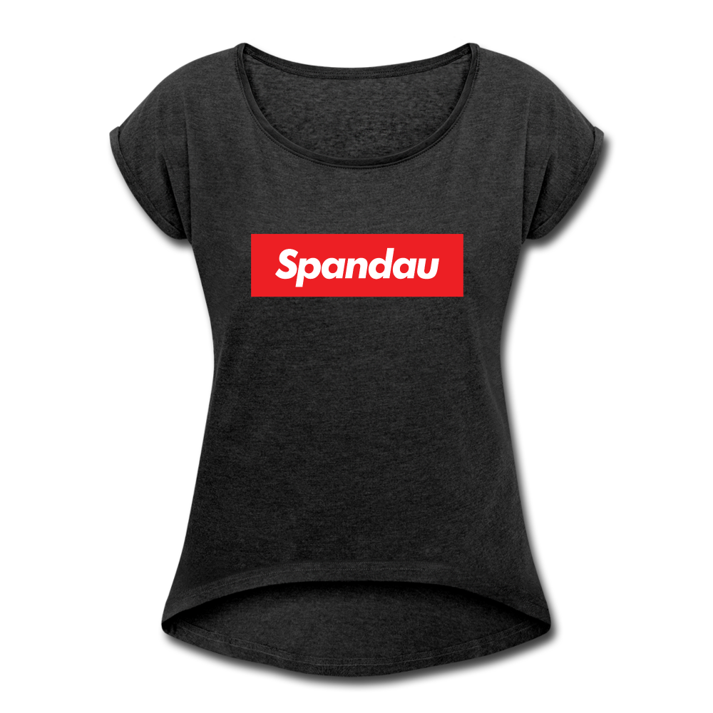 Spandau rot - Frauen T-Shirt mit gerollten Ärmeln - heather black