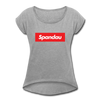Spandau rot - Frauen T-Shirt mit gerollten Ärmeln - heather grey
