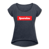 Spandau rot - Frauen T-Shirt mit gerollten Ärmeln - heather navy