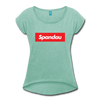 Spandau rot - Frauen T-Shirt mit gerollten Ärmeln - heather mint