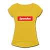 Spandau rot - Frauen T-Shirt mit gerollten Ärmeln - mustard yellow