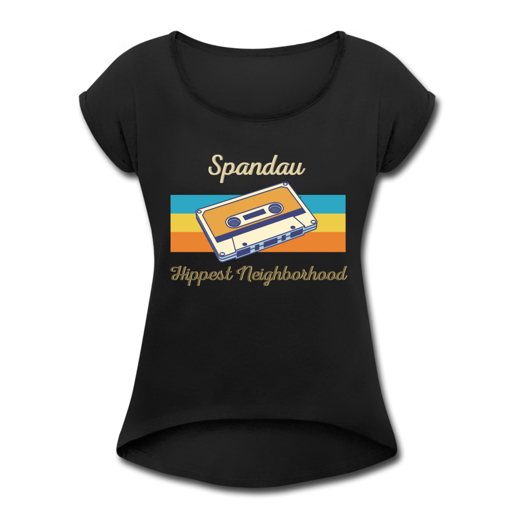 Spandau Hippest Neighborhood - Frauen T-Shirt mit gerollten Ärmeln - black