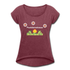 Paulsternstrasse - Frauen T-Shirt mit gerollten Ärmeln - heather burgundy