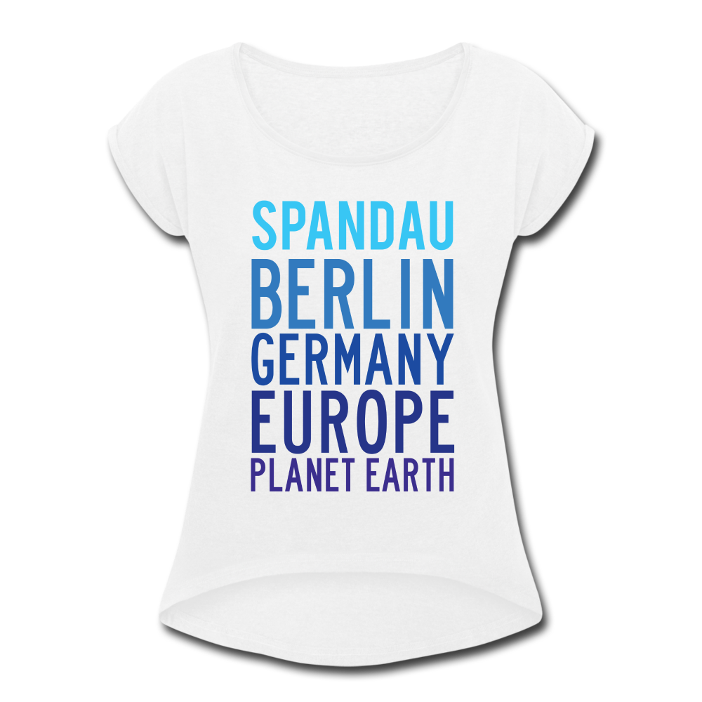 Spandau Planet Earth - Frauen T-Shirt mit gerollten Ärmeln - white