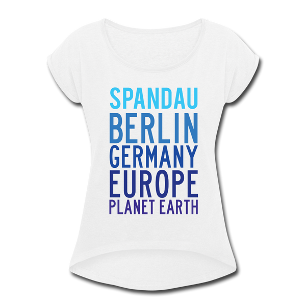 Spandau Planet Earth - Frauen T-Shirt mit gerollten Ärmeln - white