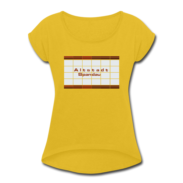 Altstadt Spandau - Frauen T-Shirt mit gerollten Ärmeln - mustard yellow