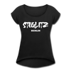 Steglitz - Frauen T-Shirt mit gerollten Ärmeln - black