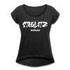 Steglitz - Frauen T-Shirt mit gerollten Ärmeln - heather black