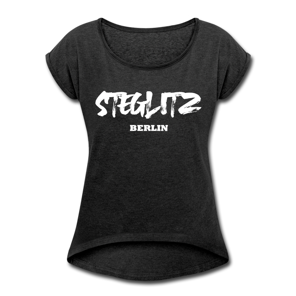 Steglitz - Frauen T-Shirt mit gerollten Ärmeln - heather black