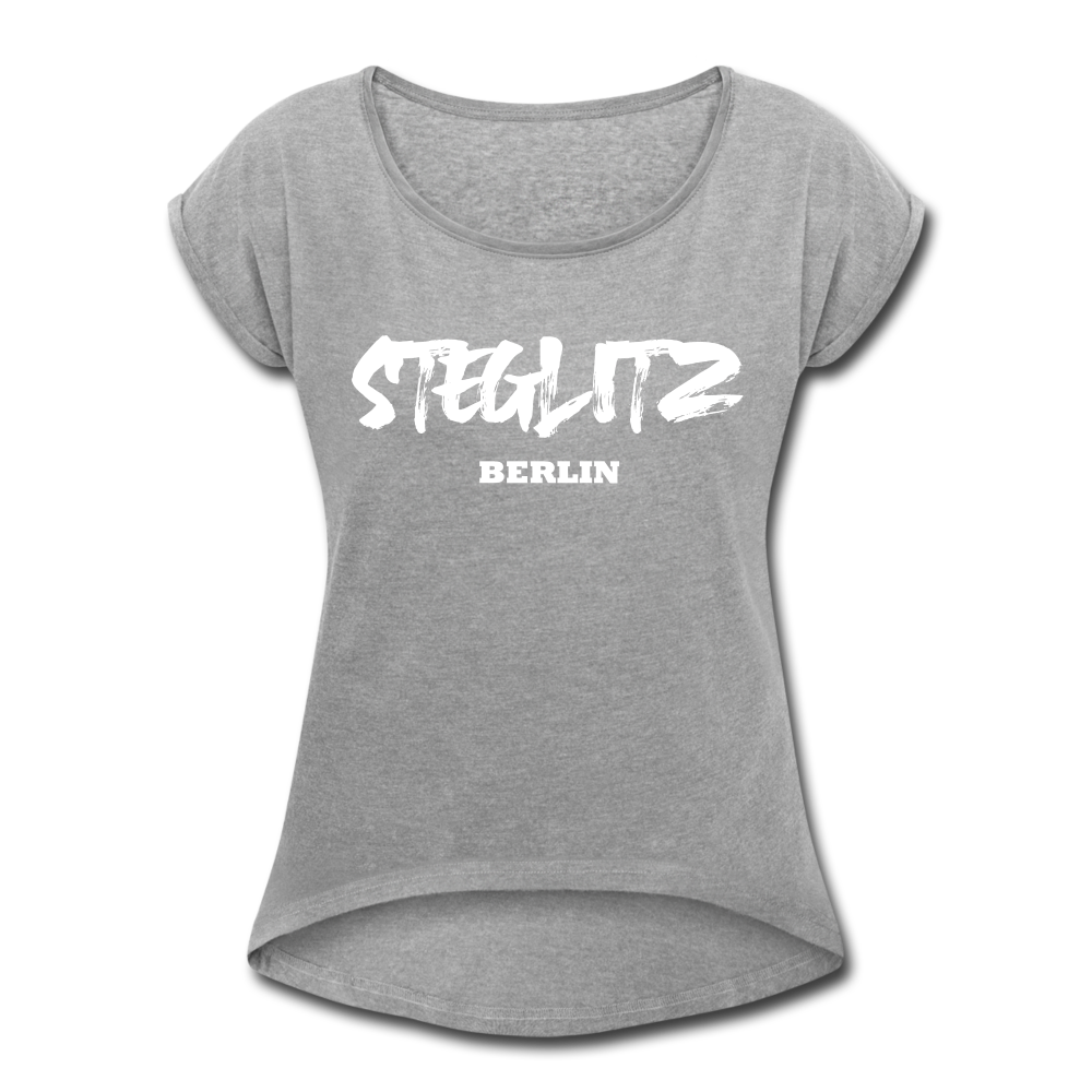 Steglitz - Frauen T-Shirt mit gerollten Ärmeln - heather grey