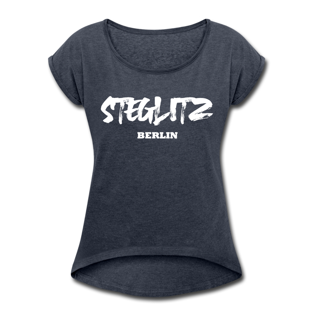 Steglitz - Frauen T-Shirt mit gerollten Ärmeln - heather navy