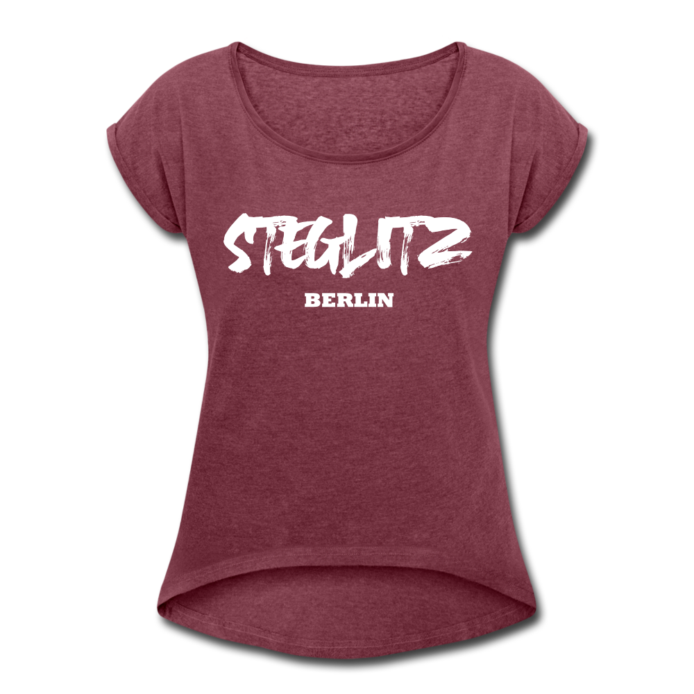 Steglitz - Frauen T-Shirt mit gerollten Ärmeln - heather burgundy