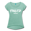 Steglitz - Frauen T-Shirt mit gerollten Ärmeln - heather mint