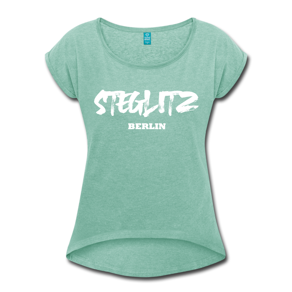 Steglitz - Frauen T-Shirt mit gerollten Ärmeln - heather mint