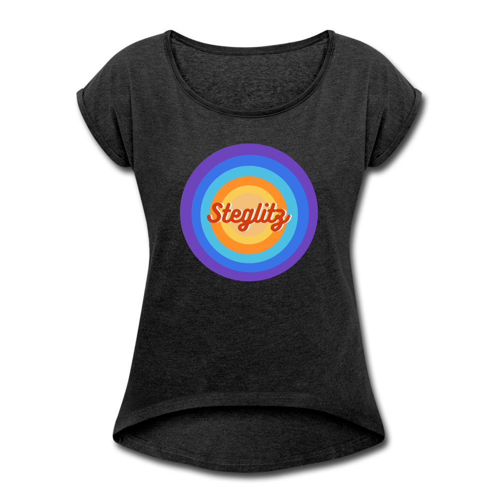 Steglitz Retro - Frauen T-Shirt mit gerollten Ärmeln - heather black
