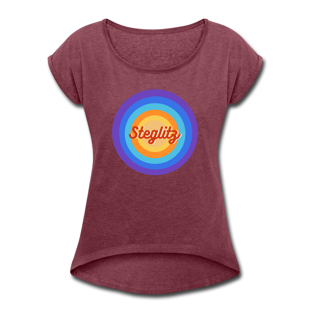 Steglitz Retro - Frauen T-Shirt mit gerollten Ärmeln - heather burgundy