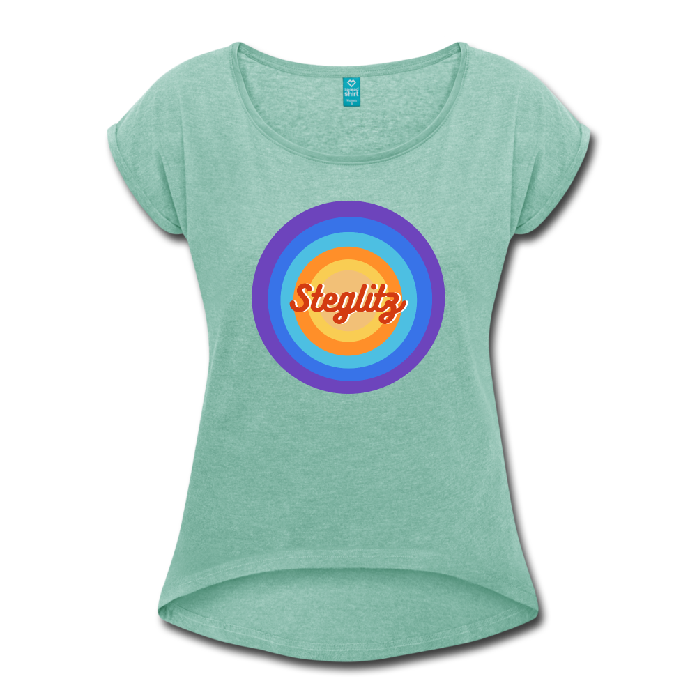 Steglitz Retro - Frauen T-Shirt mit gerollten Ärmeln - heather mint