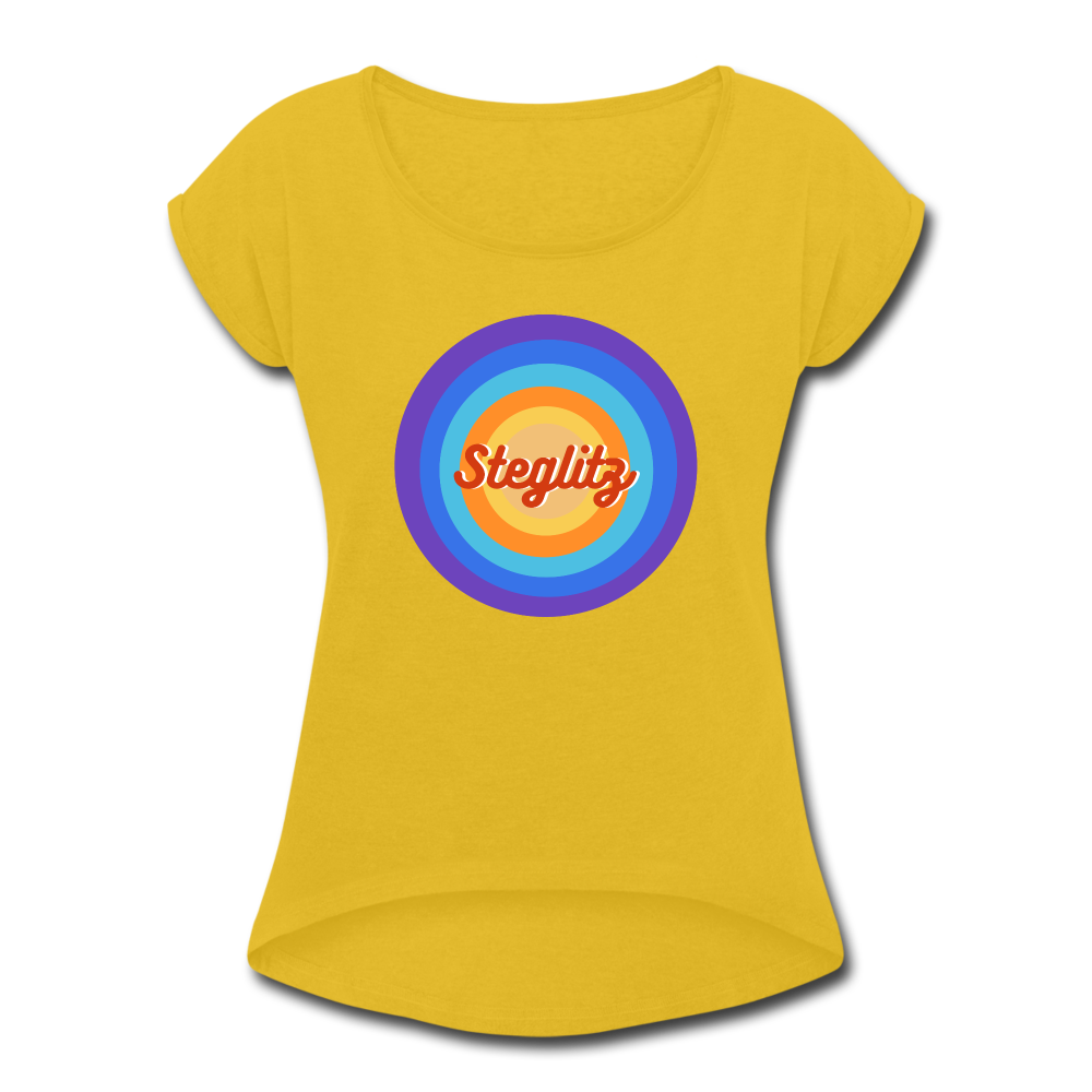 Steglitz Retro - Frauen T-Shirt mit gerollten Ärmeln - mustard yellow