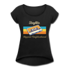 Steglitz Hippest Neighborhood - Frauen T-Shirt mit gerollten Ärmeln - black