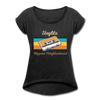 Steglitz Hippest Neighborhood - Frauen T-Shirt mit gerollten Ärmeln - heather black